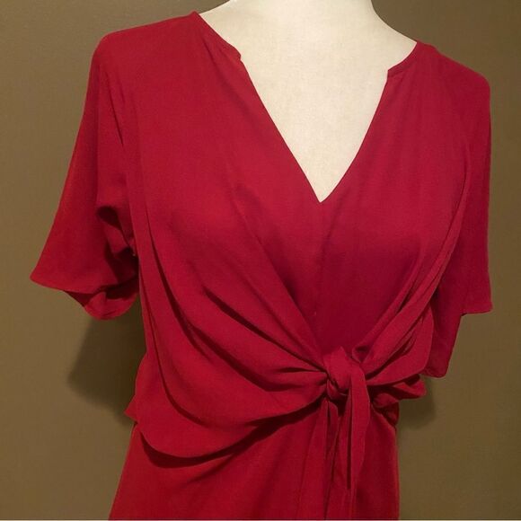 Love Riche  Burgundy Dress Size Medium Tie Front - Picture 2 of 8